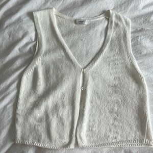 Aritzia Wilfred Basque Top - M - Light Brich/Off White color - 100% Cotton